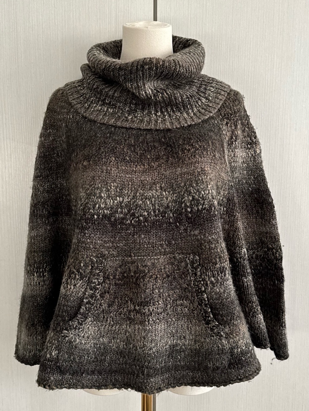 Splendid Gray Ombre Cowl Neck Sweater